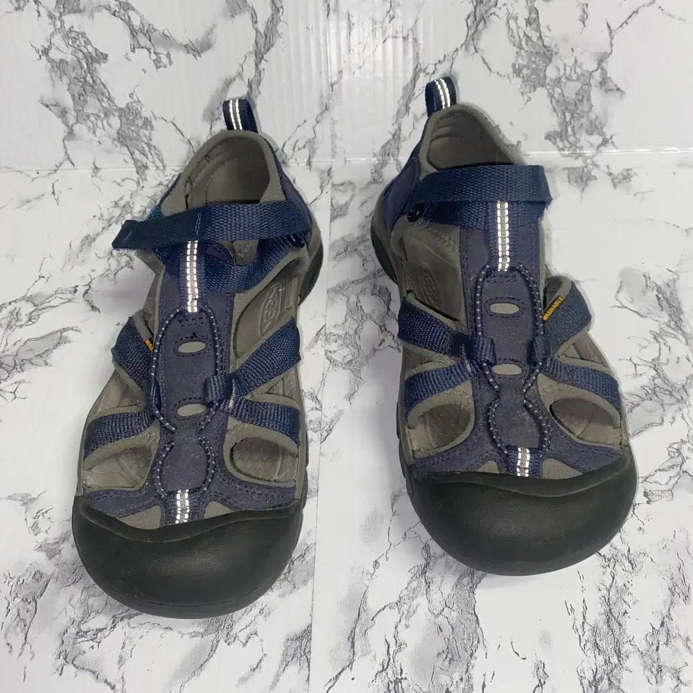 Keen Boys Big Kids Navy Blue Gray Venice H2 Sandals Youth Size 5